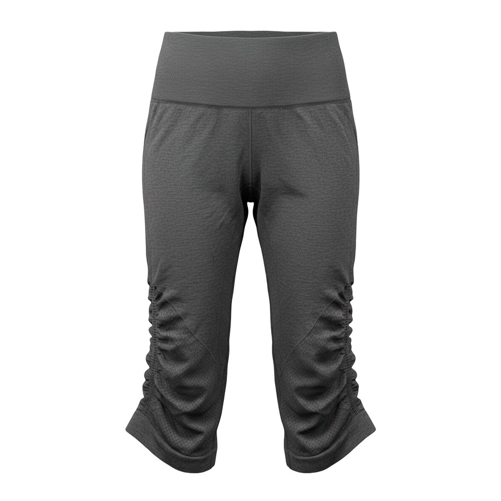 Lululemon In The Flow Crop II Grey Ruched Seamless Yoga Leggings, Size 6
